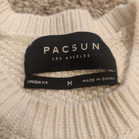 PacSun Women's Pullover Sweater White Size M Longer Fit Crew Neck Zip Sides BO - Picture 3 of 7